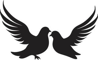 Loving Flight Dove Pair Symbolic Serenity Dove Pair Emblem vector