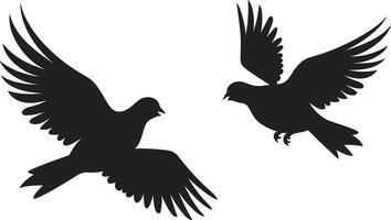 Symbolic Serenity Dove Pair Emblem Fluttering Affection of a Dove Pair vector