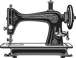 Needlework Noir Black for Chic Sewing Machine Monochromatic Masterpiece Black for Sewing Machine vector
