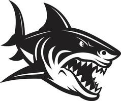 pulcro depredador negro ic tiburón en elegante oceánico vigilancia negro tiburón emblema vector