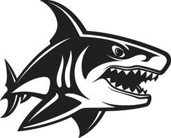 Oceanic Apex Elegant Black Shark in Sleek Swimmer Black for ic Shark Emblem vector