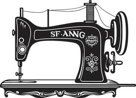 arte de la costura noir negro para de coser máquina emblema elegancia en hilo negro de coser máquina vector