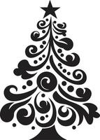 festivo follaje abeto arboleda s para naturaleza inspirado decoración Nevado búhos y pino ramas Navidad árbol colección vector