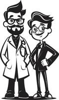 Compassionate Touch Doctors Supportive Care for Patients Represented in Black Color Empathy Embodied Doctors Connection with Patients Illustrated in Black ic vector