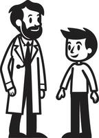 Healing Embrace Doctors Supportive Care for Patients in Black Art Empathetic Harmony Doctors Connection with Patients in Black Color vector