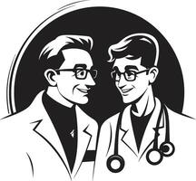 s de empatía médico paciente conexiones en negro empático expresiones médico paciente unidad ilustrado en negro ic vector