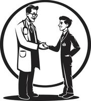 Healing Gestures Doctor Patient Unity Portrayed in Black Symbolism Empathetic Encounters Doctor Patient Bonds Depicted in Black ic ry vector