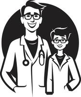 curación compasión médico paciente relación retratado en negro color unidad en bienestar doctores empatía hacia pacientes ilustrado en negro ic vector