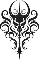 malvado emblema negro cabeza de diablo diabólico impresión cabeza de diablo tatuaje vector