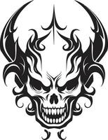 Shadowed Sovereignty Sinister Devilhead Tattoo Abyssal Legacy Evil Devilhead in Black vector