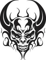 Abyssal Legacy Evil Devilhead in Black Stygian Symbolism Devilhead Tattoo in Ebony vector