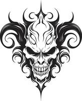 Shadowed Sovereignty Devilhead Tattoo in Ebony Infernal Insignia Black Devilhead vector