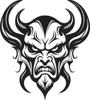 Malevolent Majesty Sinister Devilhead Tattoo Abyssal Legacy Evil Devilhead in Black vector