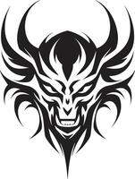 demoníaco decreto siniestro cabeza de diablo símbolo infernal impresión cabeza de diablo tatuaje vector
