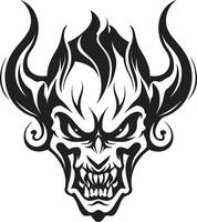 Malevolent Majesty Sinister Devilhead Emblem in Dark Diabolic Dynasty Evil Devilhead in Black vector