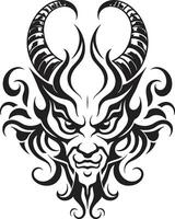 Stygian Symbolism Devilhead Tattoo in Ebony Infernal Insignia Black Devilhead vector