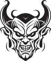 diabólico dinastía mal cabeza de diablo en negro obsidiana juramento cabeza de diablo tatuaje en oscuro vector