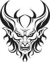 obsidiana juramento negro cabeza de diablo sinuoso sello cabeza de diablo tatuaje símbolo vector