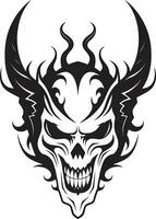 infierno insignias cabeza de diablo tatuaje abisal arte negro cabeza de diablo símbolo vector