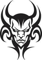 Diabolical Ink Devilhead Tattoo in Sinister Black Infernal Evil Devilhead Symbol in Black vector