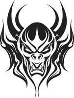 Dark Temptation Devilhead Tattoo in Black Color Wicked Impression Evil Devilhead in Black vector