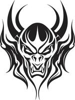 Dark Temptation Devilhead Tattoo in Black Color Wicked Impression Evil Devilhead in Black vector