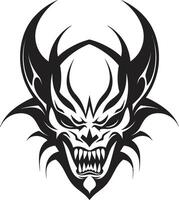 infernal impresión cabeza de diablo tatuaje en ébano sinuoso sombra negro cabeza de diablo vector