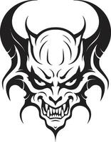 Sinful Symbolism Evil Devilhead in Black Color Demonic Devilhead Tattoo Artistry in Black ic vector