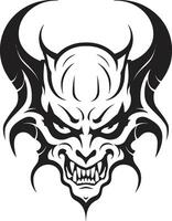 Sinful Symbolism Evil Devilhead in Black Color Demonic Devilhead Tattoo Artistry in Black ic vector