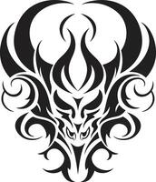 Demonic Devilhead Tattoo Artistry in Black ic Shadowed Sin Evil Devilhead Emblem in Black Art vector