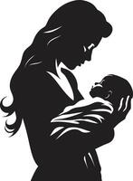 Motherly Warmth for Mother and Baby Loves Cradle of Mother Holding Baby in vector