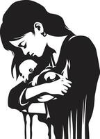 Maternal Elegance of Mother Holding Newborn Celestial Bond Mother and Baby vector