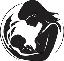 Family Serenity Emblematic Element for Mother and Child Maternal Radiance of Mother Holding Infant vector