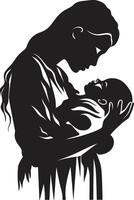 Joyful Bonding Emblematic Element for Mother and Baby Eternal Tenderness of Mother Holding Child vector