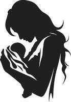 Radiant Connection Emblematic Element for Mother and Child Nurturing Joy of Mother Holding Newborn vector