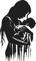 Cradled Love of Mother Holding Baby Eternal Bliss Emblematic Element for Motherhood vector