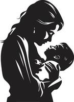 Cherished Moments Mother and Baby Loves Embrace with Mother Holding Infant vector