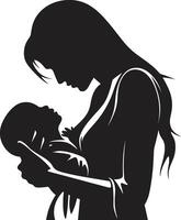 Gentle Guardian Mother Holding Baby Emblem Heavenly Harmony of Mother and Child vector