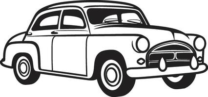 Retro Roadtrip Emblematic Element for Ink and Ignition Doodle Line Art of Vintage Car vector