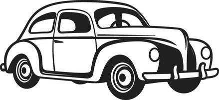 Classic Canvas Vintage Car Doodle Emblematic Antique Auto Adornments Doodle Line Art vector