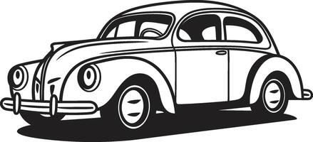 Historical Highway Vintage Car Doodle Emblem Artisanal Auto ic Element for Retro Car vector