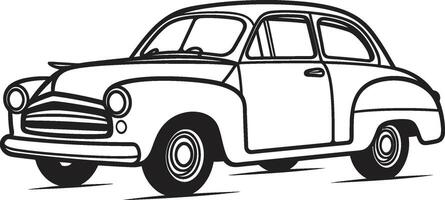 Time Honored Transport ic Element of Retro Car Rustic Rides Revival Doodle Line Art Emblematic vector