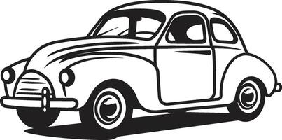 Antique Auto Adornments of Doodle Line Art Time Honored Transport ic Element of Retro Car vector