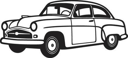 Old School Elegance Vintage Car Emblematic Ink and Chrome Doodle Line Art Car vector