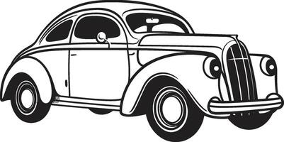 Retro Roadtrip Element Ink and Ignition Doodle Line Art Vintage Car vector