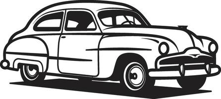 Classic Canvas Vintage Car Doodle Emblem Antique Auto Adornments Doodle Line Art vector