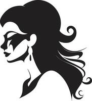 Glowing Grace Womans Face Timeless Radiance Fashion and Beauty Emblem vector