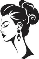 Sculpted Sophistication Womans Face Chic Contours Fashion and Beauty Emblem vector