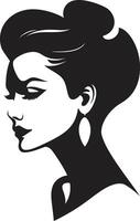 Charming Chic Womans Face Ethereal Elegance ic Fashion and Beauty Emblem vector