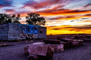 Desert Dusk with Abandoned Carriage Art photo